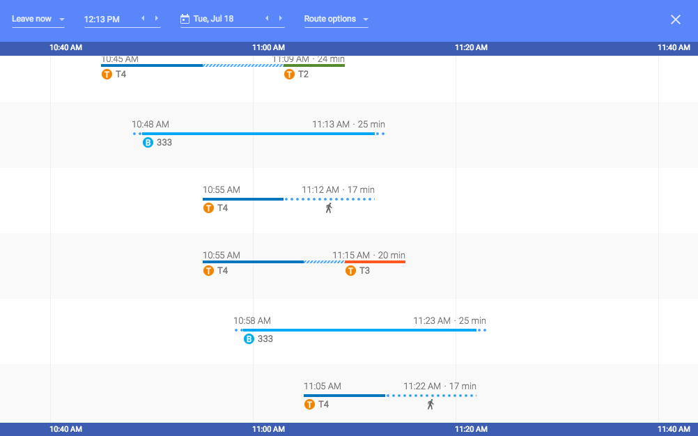 Google maps public transport